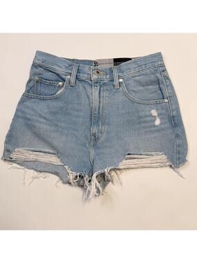 Levi's SilverTab Shorts Womens 29 Blue Mom High Rise Cutoff Denim Distressed